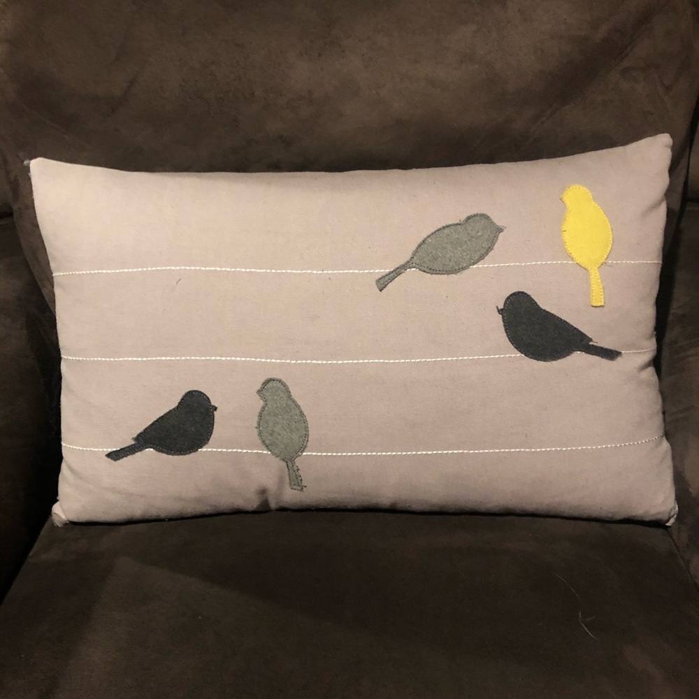 22"  x 14"  Cotton Canvas Pillow Cover w/Birds